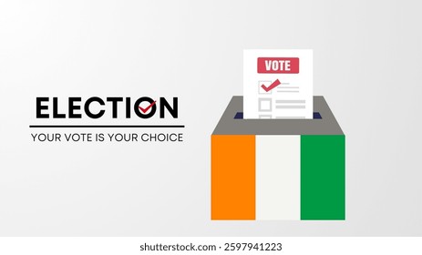  Ivory Coast election 2025 concept, democracy, flag. Vector icon illustration
