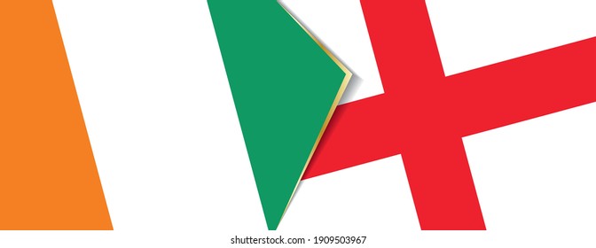 Ivory Coast and England flags, two vector flags symbol of relationship or confrontation.