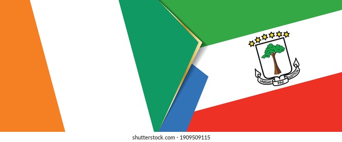 Ivory Coast and Equatorial Guinea flags, two vector flags symbol of relationship or confrontation.