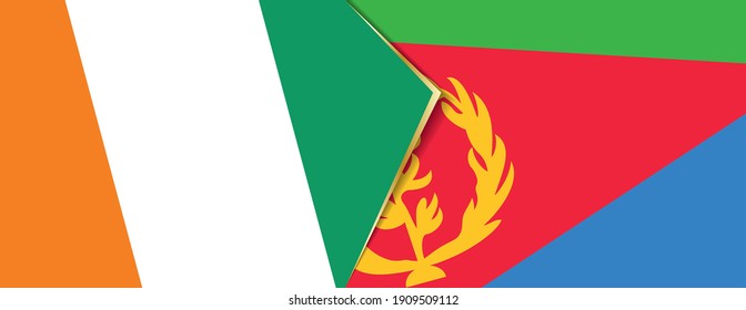 Ivory Coast and Eritrea flags, two vector flags symbol of relationship or confrontation.