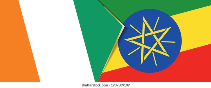 Banderas de Costa de Marfil y Etiopía, dos banderas vectoriales símbolo de relación o enfrentamiento.