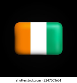 Ivory Coast Flag 3D Icon. National Flag of Ivory Coast. Vector illustration