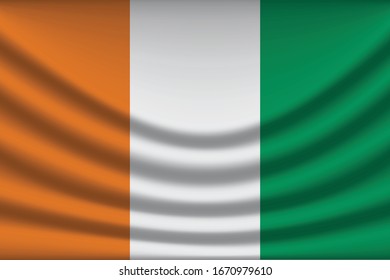 Ivory Coast flag background with cloth texture. Ivory Coast Flag vector illustration eps10. - Vector