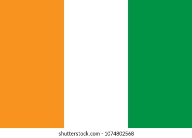 Ivory Coast flag background. République de Côte d`Ivoire national symbol.