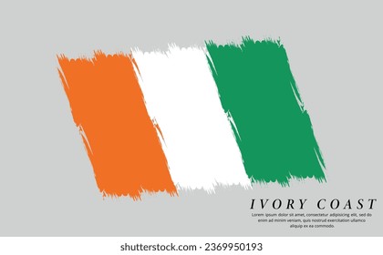 Ivory Coast flag brush vector background. Grunge style country flag of Ivory Coast brush stroke isolated on white background