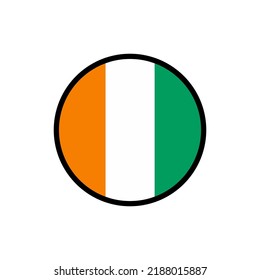 Ivory Coast flag in a circle On a white background