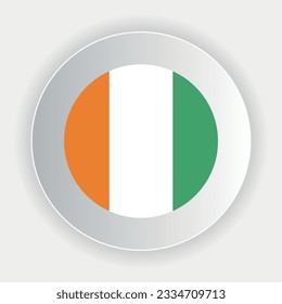 Ivory coast flag in circle shape. official colors and proportions correctly. Vector illustration. eps 10.