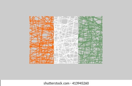 Ivory Coast flag design concept. Flag painted by pencil strokes. Image relative to travel and politic themes