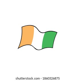 Ivory Coast flag design with three colors, namely orange, white and green.
