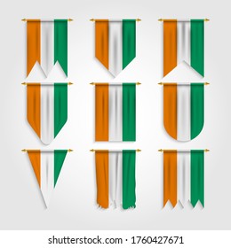 Ivory Coast Flag in Different shapes, Flag of Ivory Coast in Various Shapes