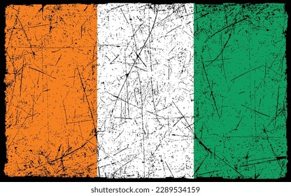 Ivory Coast Flag Distressed Grunge Vintage Retro. Isolated on White Background
