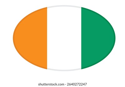 Ivory Coast flag ellipse shaped. vector	
