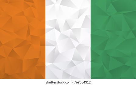 Ivory Coast flag - geometric rumpled triangular low poly style gradient graphic, polygonal design for your. Vector illustration eps 10.