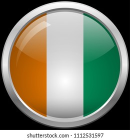 Ivory Coast flag glass button vector illustration