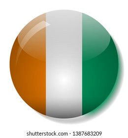 Ivory Coast flag glass button vector illustration