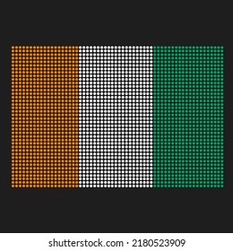 Ivory Coast flag with grunge texture in dot style. Abstract vector illustration of a flag with halftone effect for wallpaper. Happy Independence Day background concept