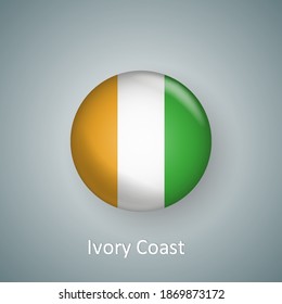 Ivory Coast flag icon circle 3d gradient isolated