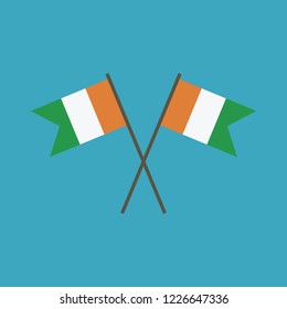 Ivory Coast flag icon in flat design. Independence day or National day holiday concept.