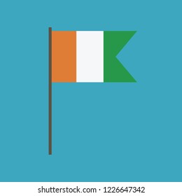 Ivory Coast flag icon in flat design. Independence day or National day holiday concept.