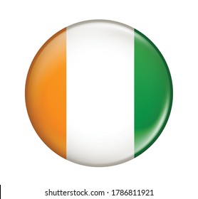 Ivory Coast flag icon isolated on white background. Ivory Coast flag. Flag icon glossy.