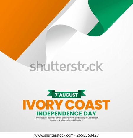 Ivory coast flag for independence day square banner background with realistic flag