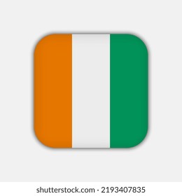 Ivory coast flag, official colors. Vector illustration.