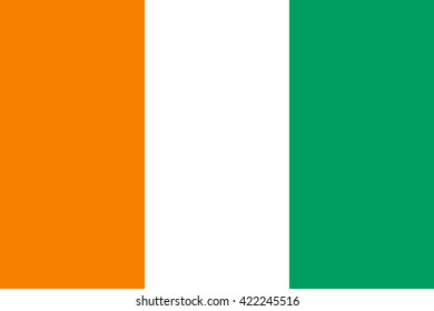 Ivory Coast flag, official proportion correctly. National Ivory Coast flag. Vector illustration. EPS10.