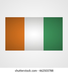 Ivory Coast flag on a gray background. Vector illustration