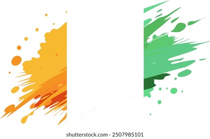 Ivory Coast flag painted with Grunge brush stroke, watercolor flag style.
