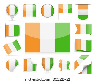 Ivory coast Flag Set - Vector Illustration