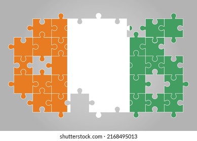 Bandera de Costa de Marfil forma de rompecabezas vector, mapa de rompecabezas, bandera de Costa de Marfil para niños y aula, logotipo de país activo, concepto de solución de problemas, diseño plano