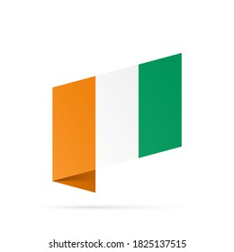 Ivory Coast flag state symbol isolated on background national banner. Greeting card National Independence Day of the Republic of Côte d'Ivoire. Illustration banner with realistic state flag.