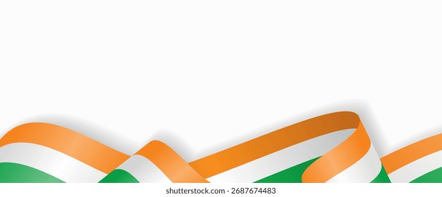 Diseño de fondo abstracto de cinta ondulada estilizada de la bandera de Costa de Marfil. Ilustración vectorial.
