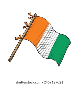 Vektorillustration der Flagge der Elfenbeinküste in Gravurtechnik