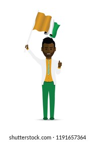 Ivory Coast flag waving man and woman