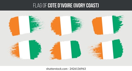 Ivory Coast flags brush stroke grunge vector illustration flag of cote divoire isolated on white