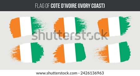 Ivory Coast flags brush stroke grunge vector illustration flag of cote divoire isolated on white