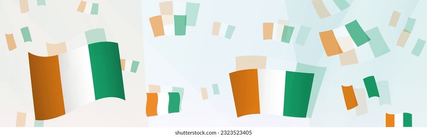 Ivory Coast flag-themed abstract design on a banner. Abstract background design with National flags. Vector illustration.