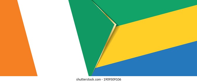 Banderas de Costa de Marfil y Gabón, dos banderas vectoriales símbolo de relación o enfrentamiento.