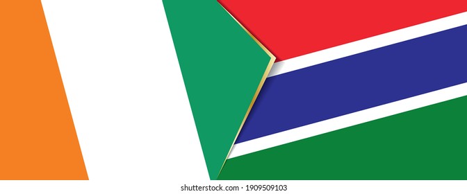 Ivory Coast and Gambia flags, two vector flags symbol of relationship or confrontation.