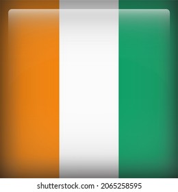 Ivory Coast Glossy 3D Square Country Flag Icon