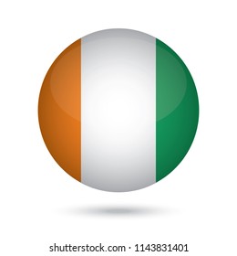 Ivory Coast glossy round button. Vector Illustration EPS10.