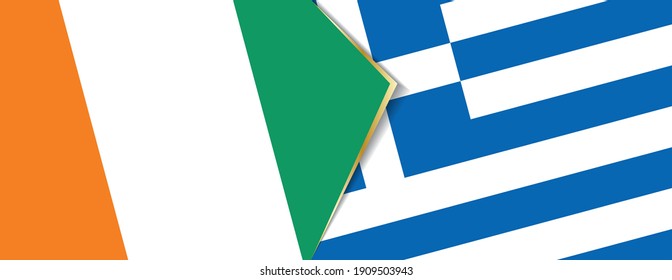 Banderas de Costa de Marfil y Grecia, dos banderas vectoriales símbolo de relación o confrontación.