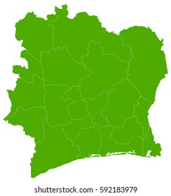 ivory Coast green map