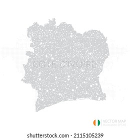 Ivory Coast grey map isolated on white background with abstract mesh line and point scales. Vector illustration eps 10