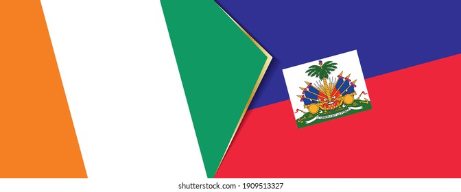 Ivory Coast and Haiti flags, two vector flags symbol of relationship or confrontation.