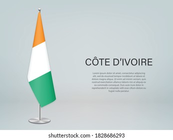 Costa de Marfil colgando la bandera en el estrado. Plantilla para banner de conferencia política