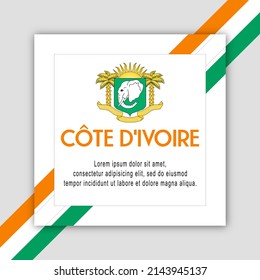 Ivory Coast Independence Day Celebration Illustration with Ivory Coast Flag and Coat of Arms.