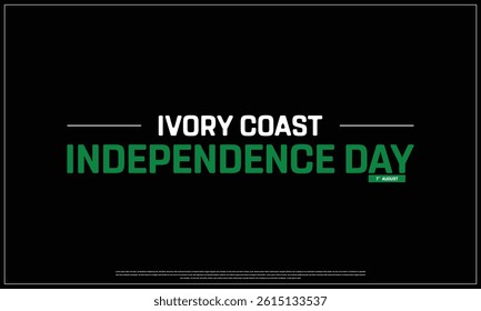 IVORY COAST Independence Day on a black background, Vector design of Independence Day of IVORY COAST, Typographic Design of IVORY COAST National Day, Flag typography of IVORY COAST