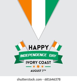 Ivory Coast independence day vector illustration with flag and patriotic elements. Freedom concept with creative designs for banner and backgrounds. 
